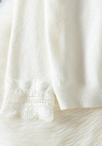 Lace Trim V Neck Cardigan