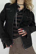 Vintage Black Denim Trucker Jacket