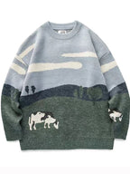 Cow Print Oversized Sweaters