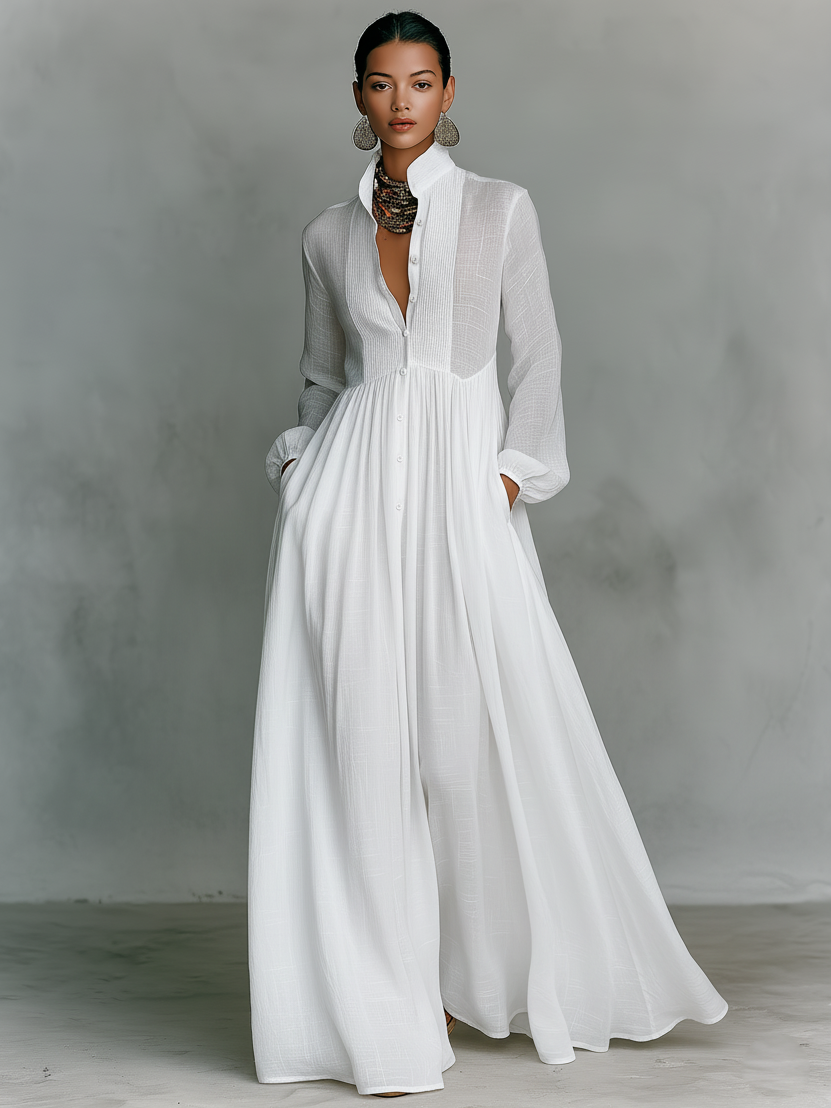 | Minimalist Linen Maxi Dress