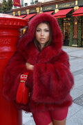 Hooded Faux Fur Blend Coat