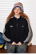 Retro Half-Zip Stand Collar Sweatshirt