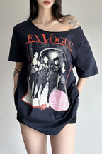 Vintage Loose Street Print T-shirt