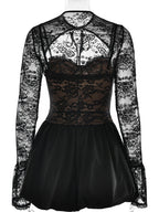 Black Lace Corset Dress With Detachable Bolero Birthday Party Puffball Mini Dress For Women 2026