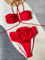 | Bikini with Halter Neck and Floral Detail