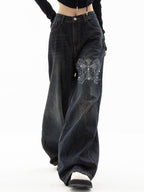 Cross Hot Diamond Blue Wash Baggy Boyfriend Jeans
