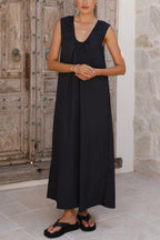 Solid Color Loose Sleeveless Casual Vacation Maxi Dress