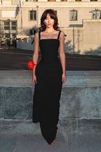 Spaghetti Strap Square Neck Corset Draped Maxi Slip Dress