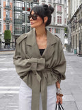 Cropped Windbreaker Tie-Waist Jacket For Women 2026