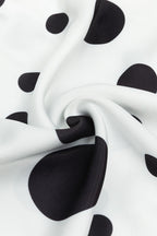 Polka Dot Sweetheart Cowl Neck Ruched Bodycon High Split Maxi Dress