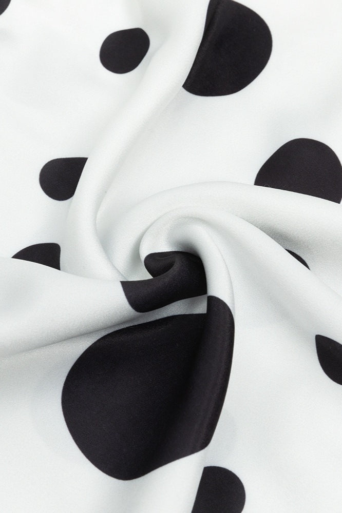 Polka Dot Sweetheart Cowl Neck Ruched Bodycon High Split Maxi Dress