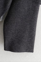 Cropped Knit Asymmetric Scarf Collar Coat