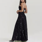 Lace-Up Back Maxi Dress with Suspender