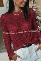 Keep It Shine Sequin Long Sleeve Shift Blouse