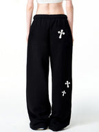 Hip Pop Cross Print Bound Feet Sweatpants