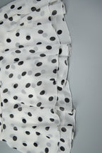White Halter Mock Neck Shirred Waist Tiered Polka Dot Mini Dress
