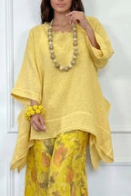 Sienna Asymmetric Linen-Look Resort Set in Sunshine Yellow