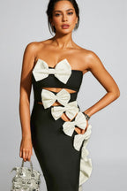 Siah Strapless Bow Cutout Bandage Maxi Dress