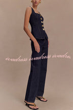 Stassi Denim High Waist Pocketed Straight Leg Jeans