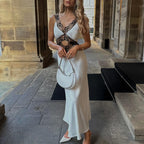 Pure Affection Cut Out Satin Maxi Dress