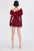 Red Crystal Embellished Strapless Bandage Dress
