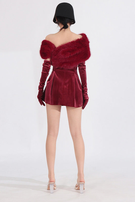 Red Crystal Embellished Strapless Bandage Dress