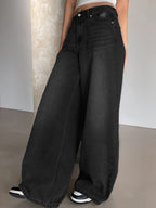 Washed Blue Wide Leg Mop Boyfriend Jeans