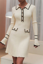 Contrast Ruffle Collar Sweater Dress
