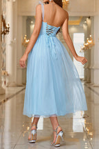 Layered Sheer Panel Sleeveless Cocktail Dress