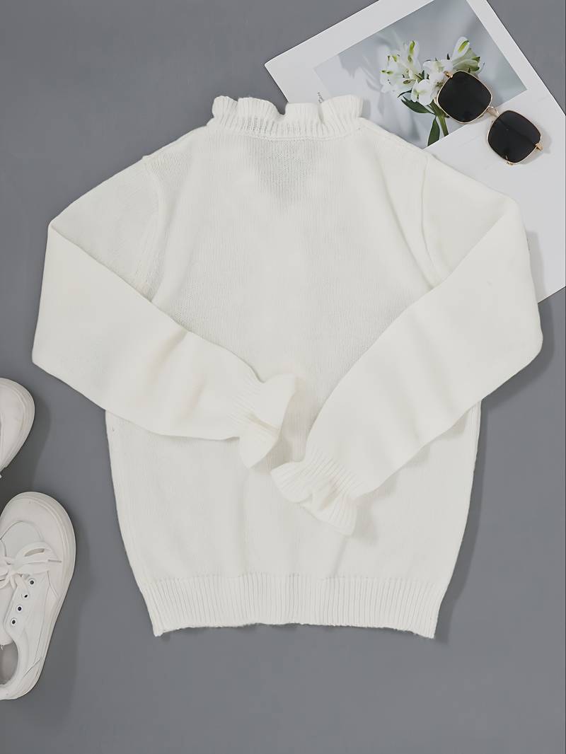 | Ruffle Blouse with Decorative Buttons