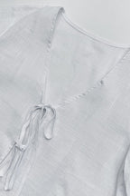 Deep V Neck Flare Sleeve Blouse