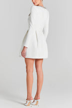 Velvet Square Neck Rhinestone Trim Long Sleeve Pocket A-Line Mini Dress
