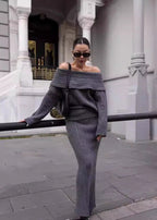 Luxe Comfort - Off-Shoulder Knit Two-Piece Set