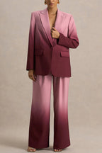 Enya Ombre Print Single Button Long Sleeve Lapel Loose Blazer