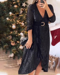 Jolanda Timeless Dress with a Deep V Neck Chic Silhouette Collection