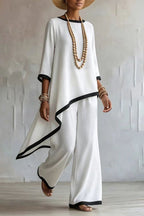 Minimalist Asymmetric Tunic & Wide-Leg Trouser Set