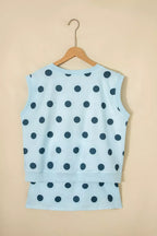 Polka Dot Sleeveless Top and Skort Casual Two-Piece Set