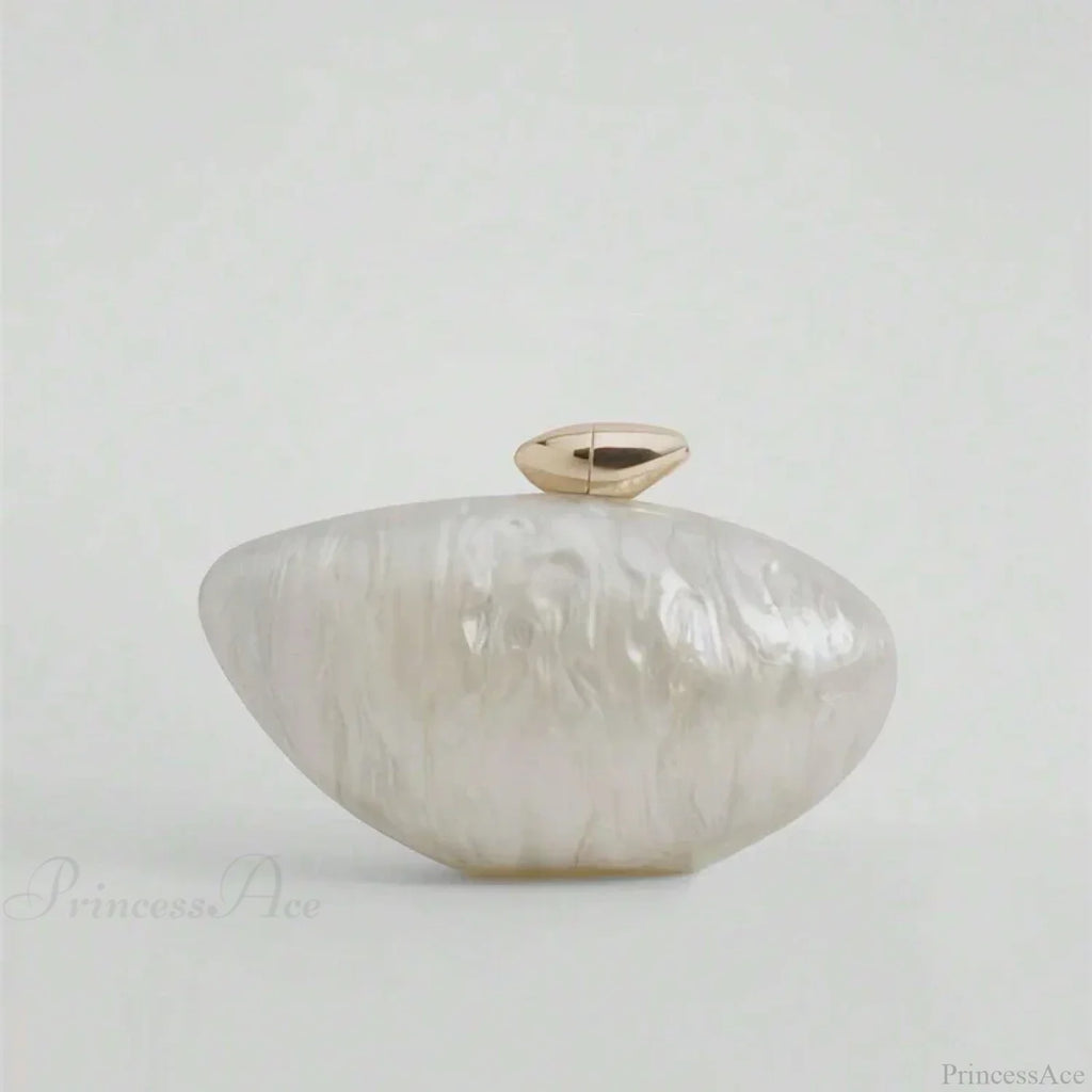 Acrylic Egg Shaped Designer Evening Party Handbag Pearl Shell Purse