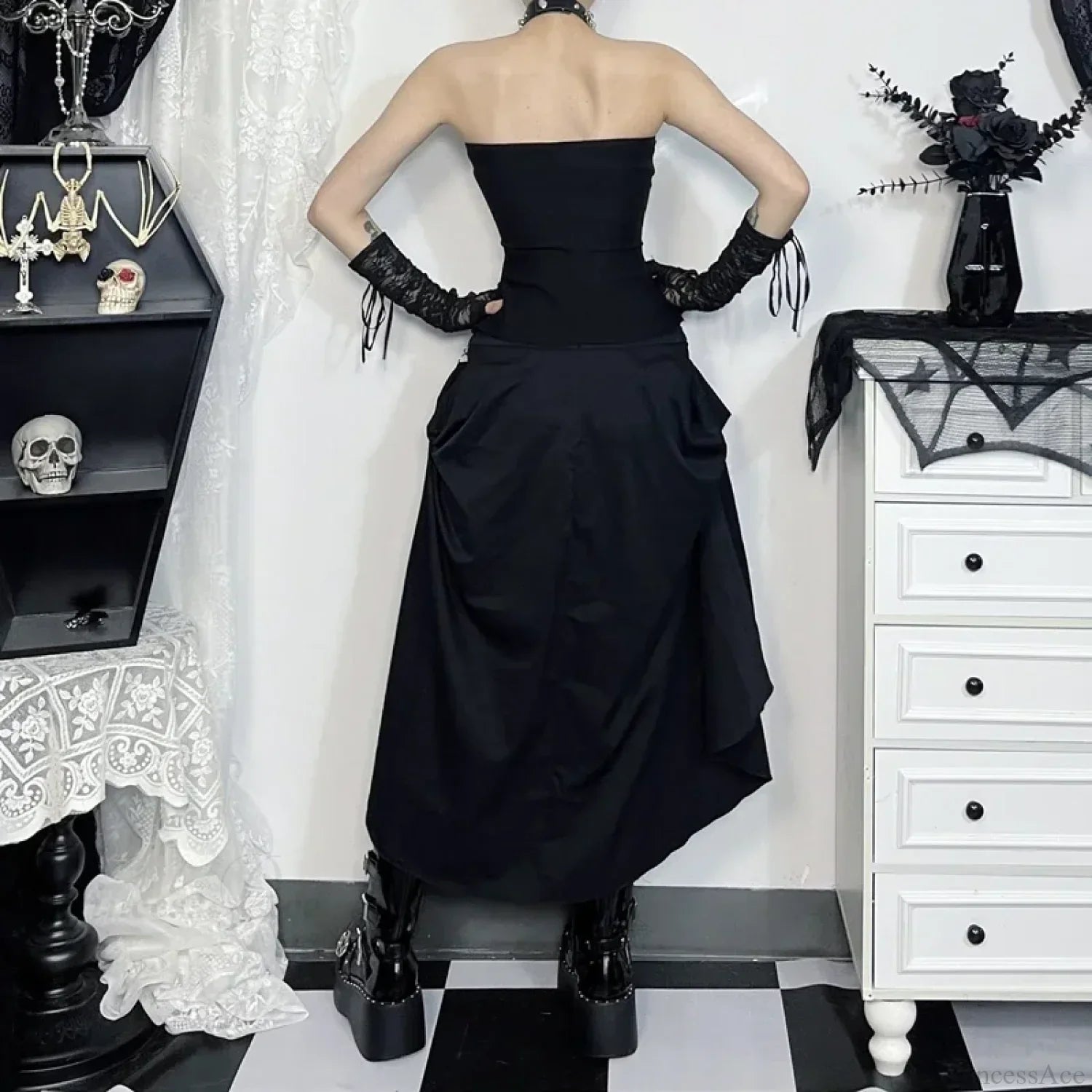 Acubi Black Swing A-line Skirt