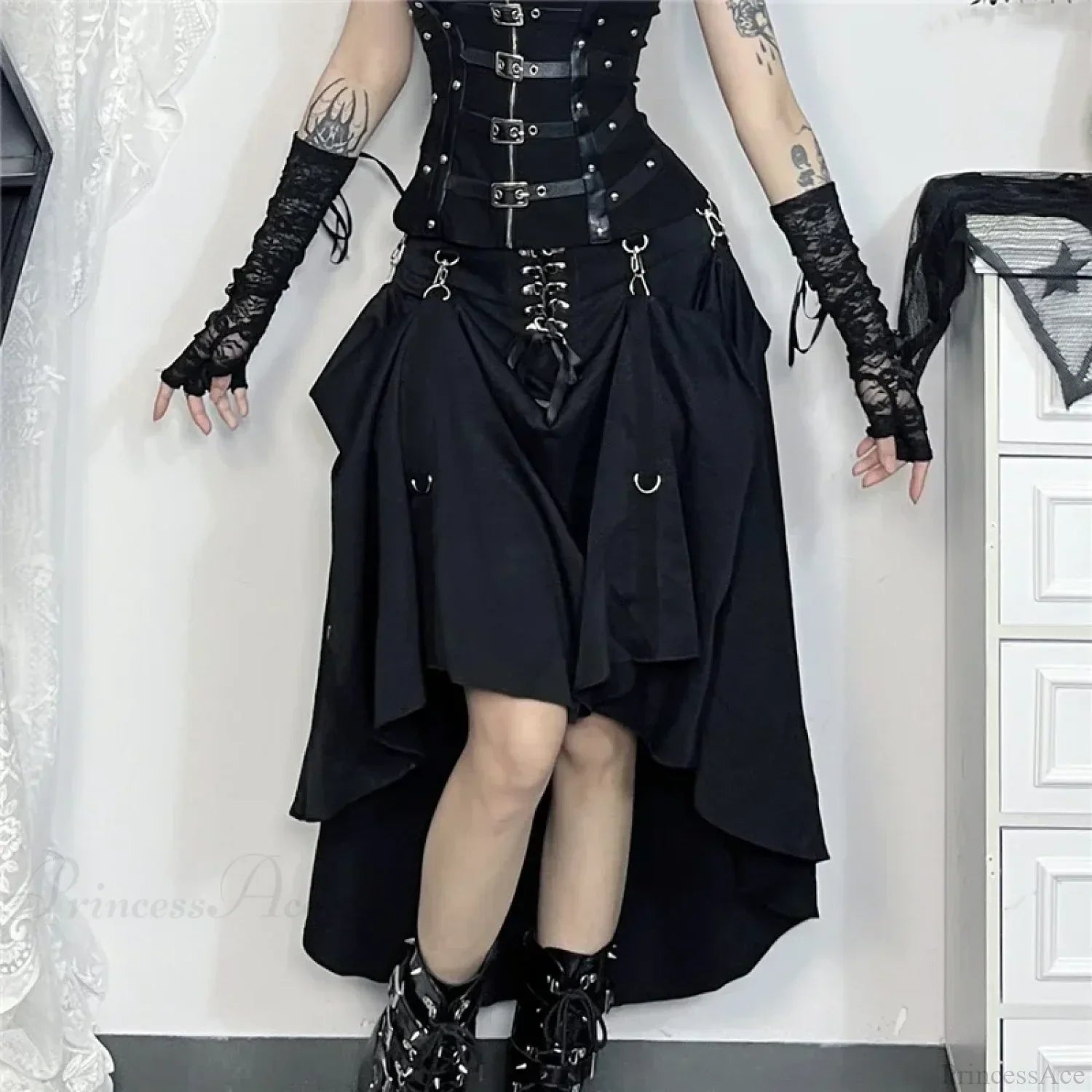 Acubi Black Swing A-line Skirt