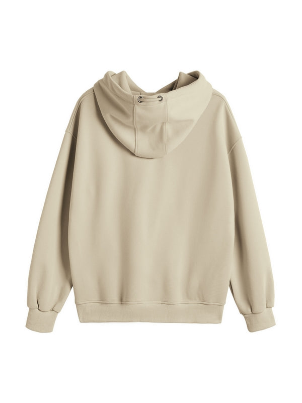 Letter Print Drawstring Eyelet Decor Pocket Oversized Hoodie