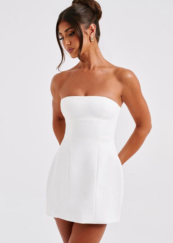 Strapless Princess Seam Structured A-Line Mini Dress