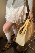 High Waist Tiered Ruffle A Line White Mini Skirt