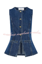 Abel Denim Button Up Princess Seams Pocket Vest Top