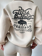 Letter Print Half Zip Sweatshirt