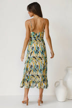Juana Premium Printed Midi Summer Dress with Ruffle Trim Evening Wear Edit