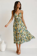María Boutique José Printed Midi Summer Dress with Ruffle Trim Chic Silhouette Collection