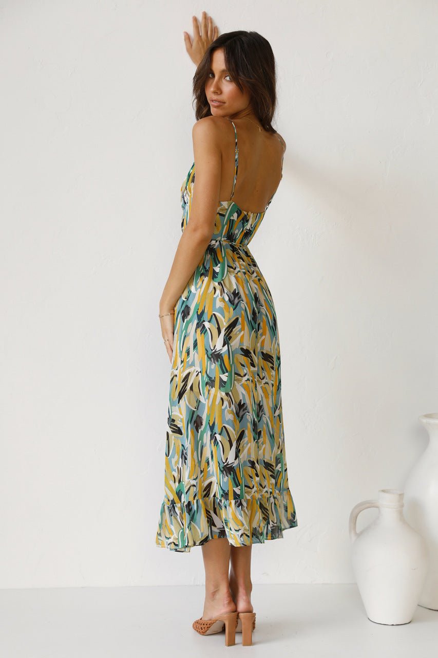 Juana Premium Printed Midi Summer Dress with Ruffle Trim Evening Wear Edit