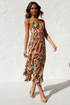 Juana Premium Printed Midi Summer Dress with Ruffle Trim Evening Wear Edit