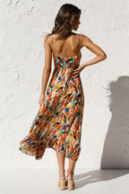 María Boutique José Printed Midi Summer Dress with Ruffle Trim Chic Silhouette Collection